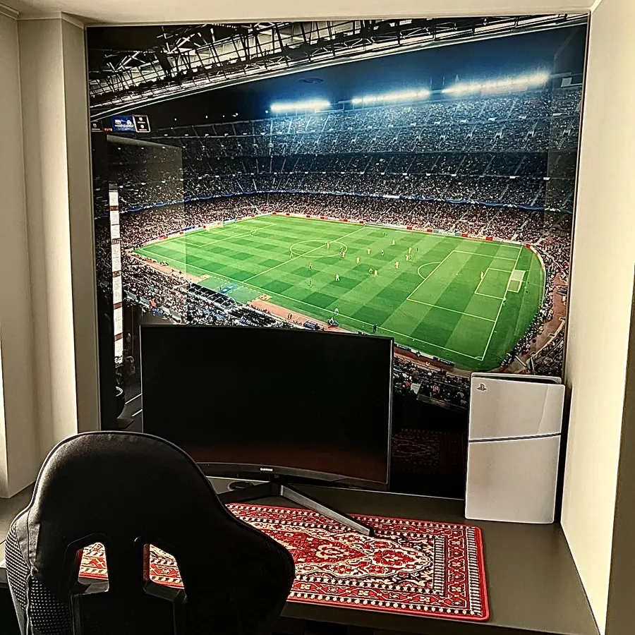 Grafika stadionu na szkle — pokój gamingowy